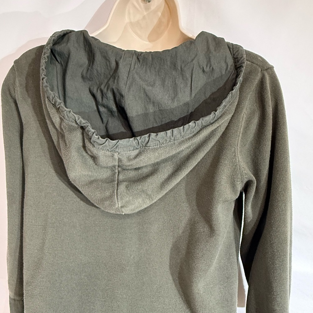 Banana Republic Cropped Hoodie Jacket Olive Green 3/4 Sleeve Size Small - Picture 4 of 9